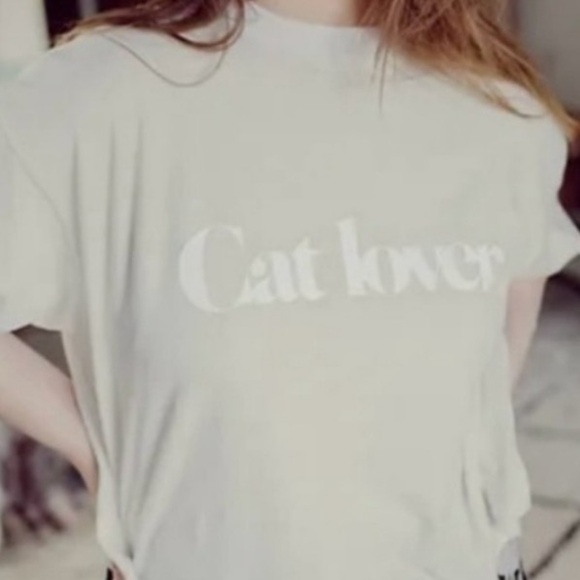NWT Revolve Daydream Nation Cat Lover Tee in Used White (light yellow)Size Small - Picture 2 of 8